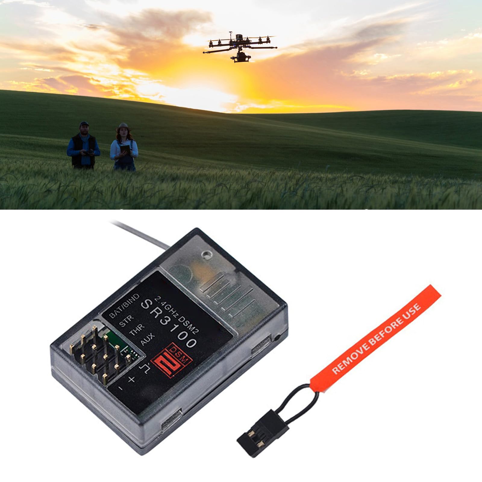 3.5V-9.6V 2.4GHz Receiver 3-Channel 3CH SR3100 Receiver for DX3R DX4C DX2E Drones Remote Controllers Transmitters