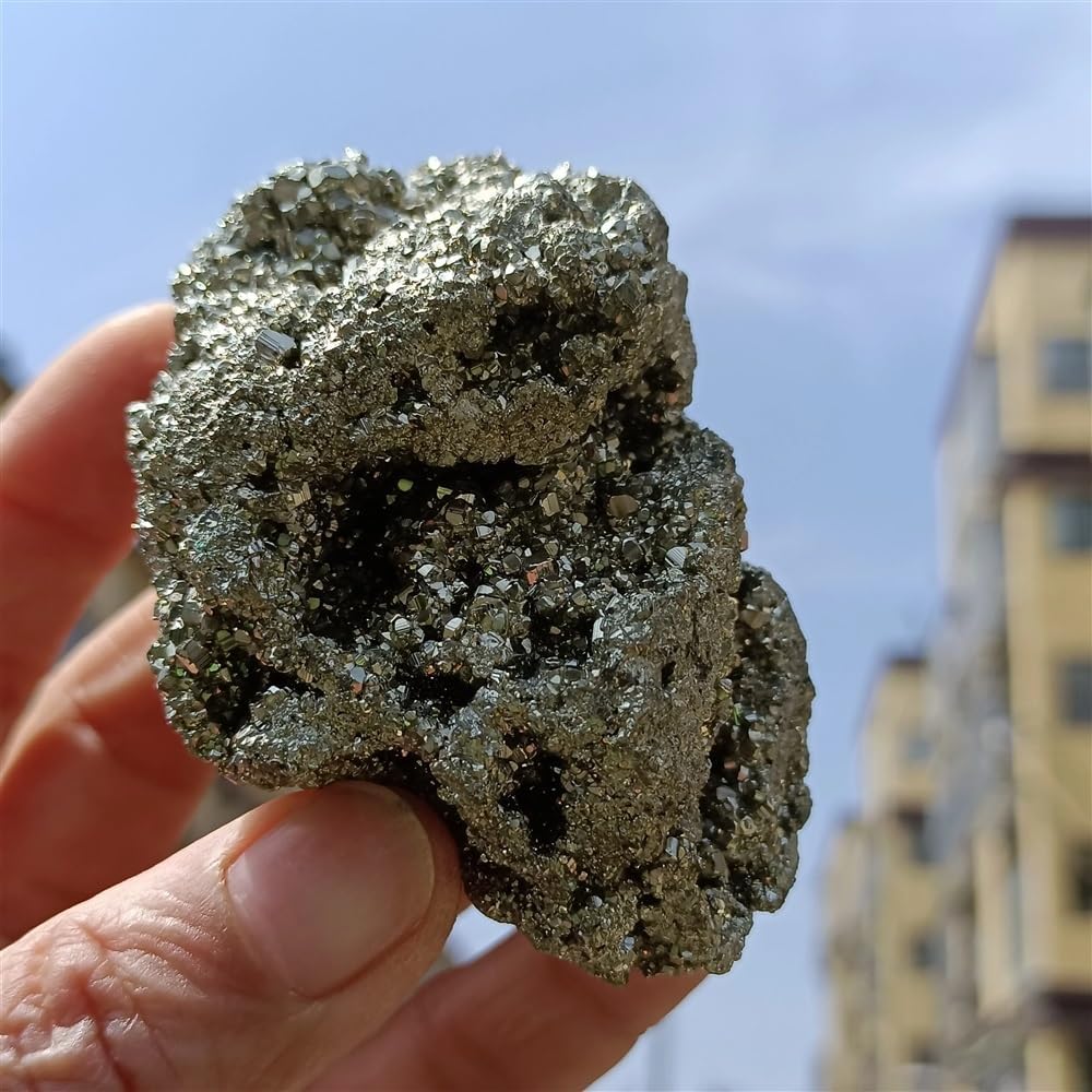Stone Pyrite Cluster, Quartz Crystal Pyrite Ore Cluster, Stone, Decor(Size:210-300g)