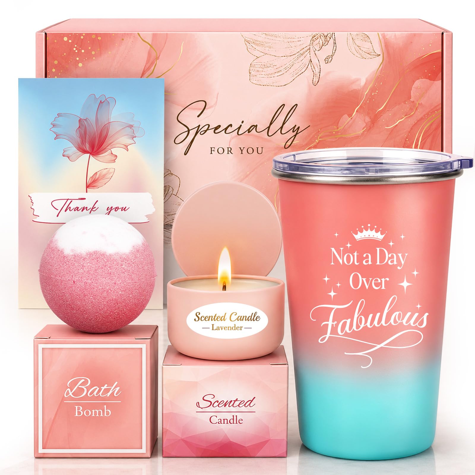 Christmas Birthday Gifts Set for Women Pink Self Care Spa Gift Basket Set