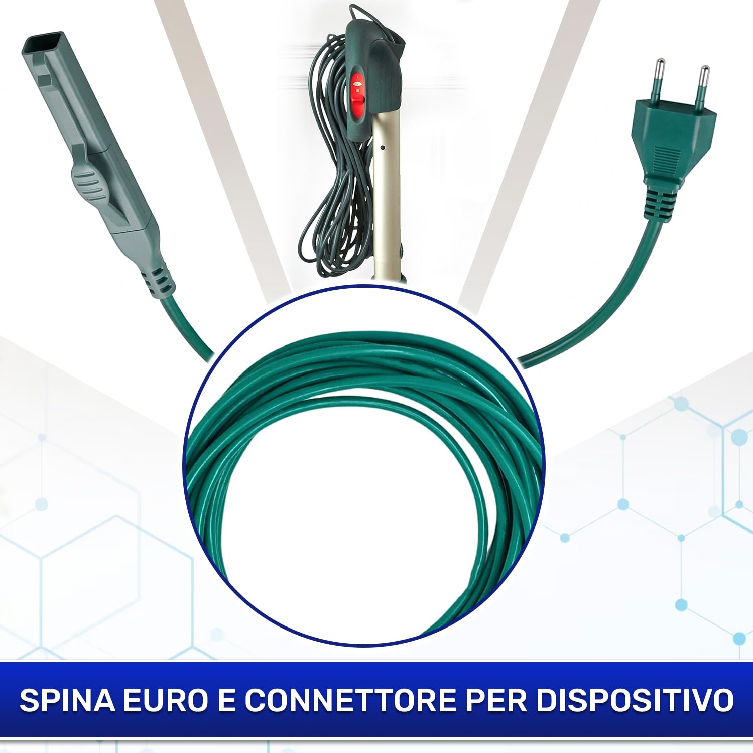 CAVO ALIMENTAZIONE ORIGINALE PER VORWERK FOLLETTO 140 150 DA 10 METRI COL GRIGIO