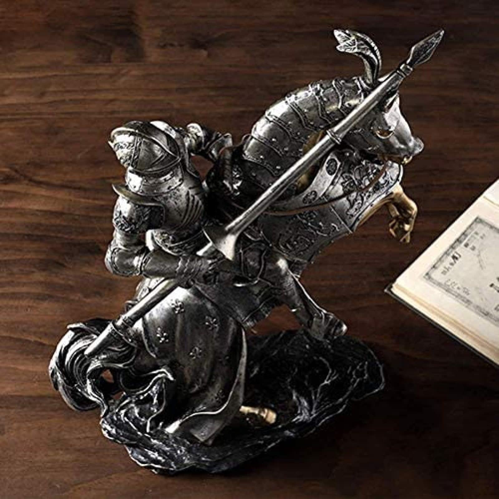 Rodzina rzeźba artystyczna figurki dekoracja biurowa statua statua rycerza ozdoba zbroja średniowieczna rzeźba na koniu wystrój kolekcjonerski figurka prezent do dekoracji domu 69Tranquillit
