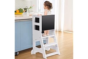 3-Adjustable Height Learning Tower with Whiteboard and Removable Blackboard for Toddlers 1-3 Years