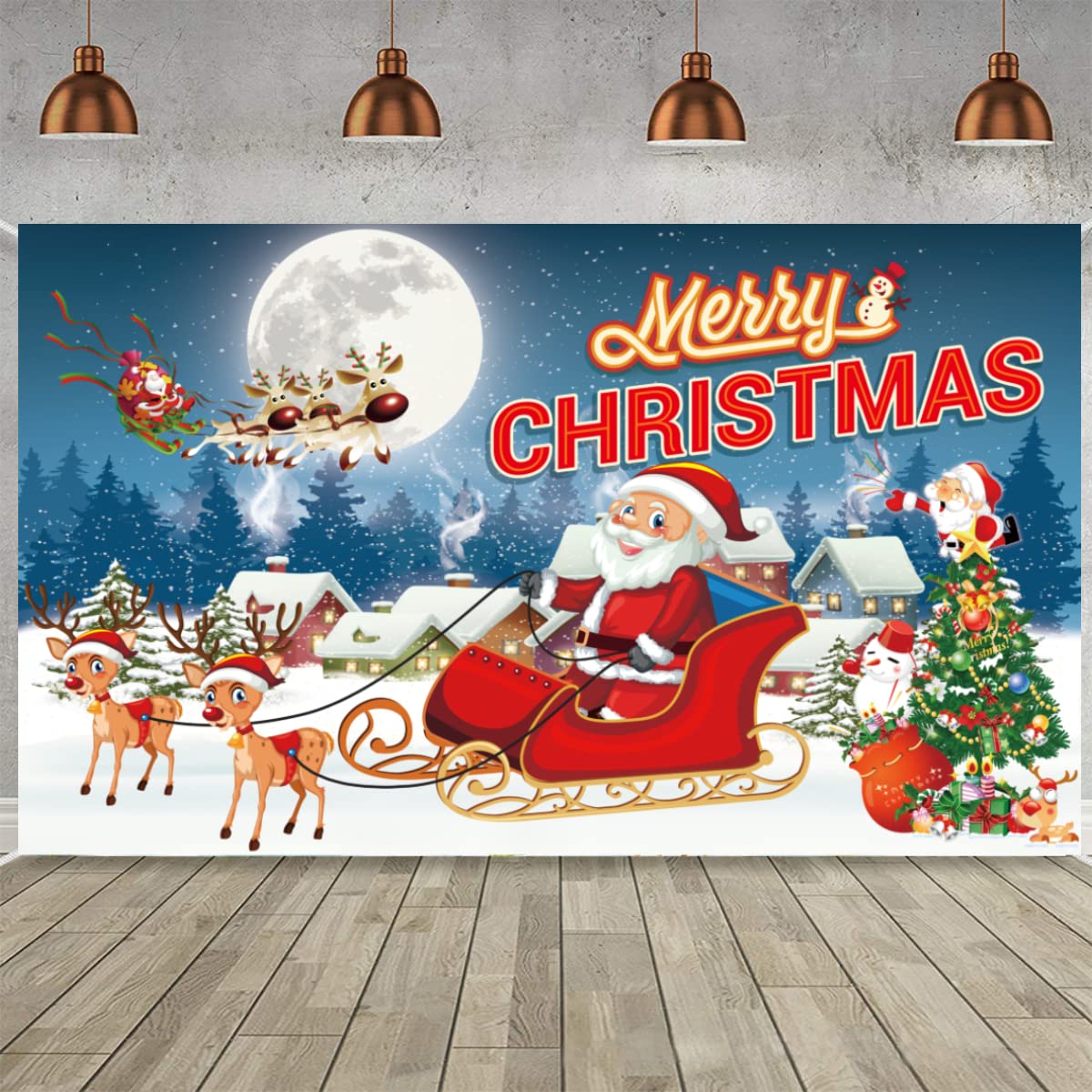 Large Christmas Banner Backdrop Winter Christmas Banners Decorations Xmas Party Photography Background Decoration Outdoor & Indoor, Wall Hanging Decor