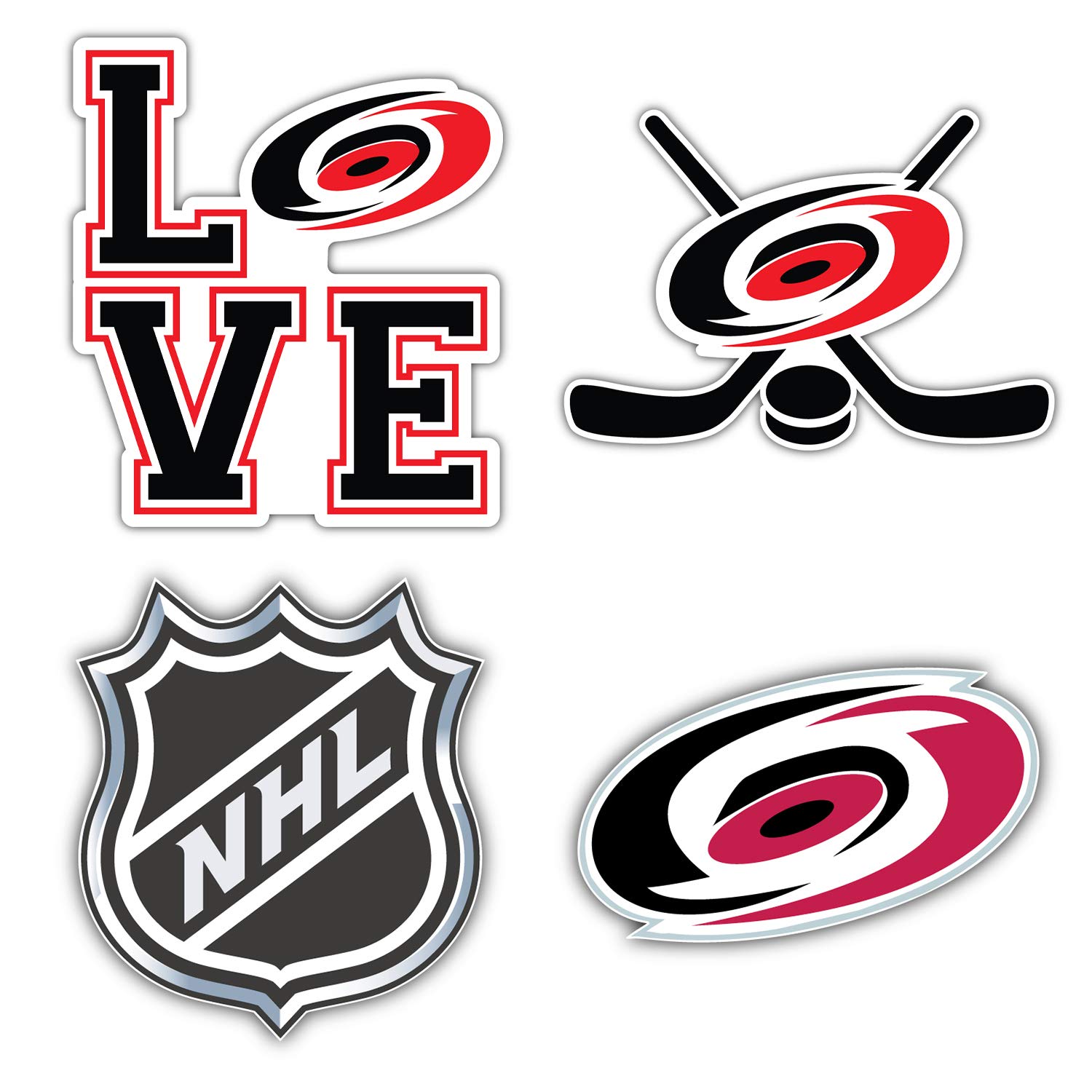 Carolina City Hurricane Hockey Die-Cut Sticker - Set of 4 Decals 5" Longer Side