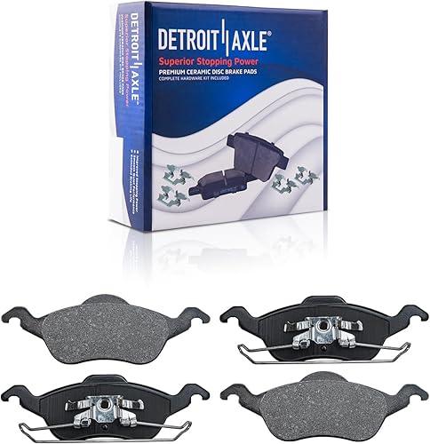 Miniatura 4 de Detroit Axle - Kit de Freno para Ford Focus 2000-2004, Pastillas de Freno Delanteras Cerámicas Traseras Semimetálicas 2001 2002 2003 Reemplazo