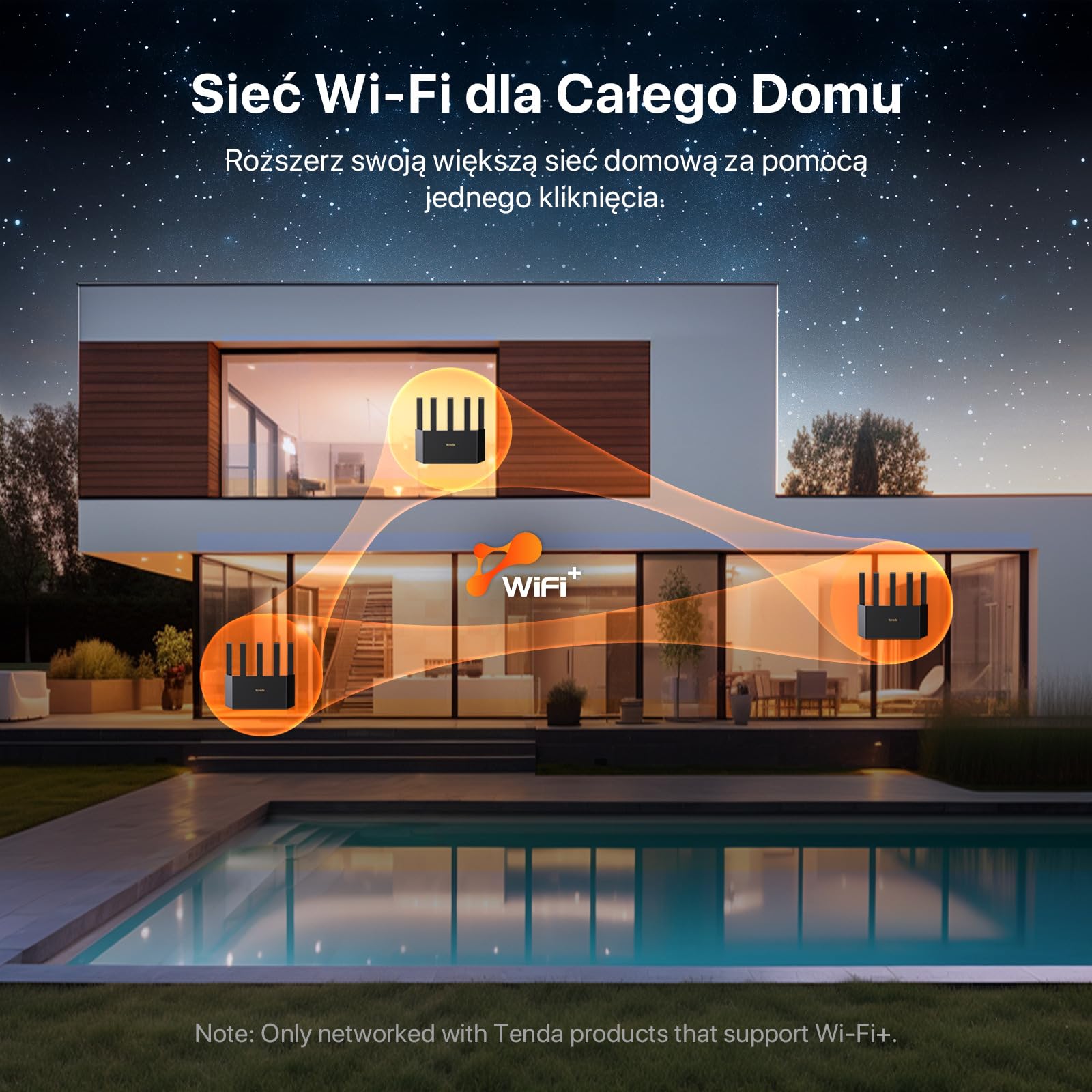 Tenda RE6L Pro Wi-Fi 7 router (BE5100 Dual-Band 4323Mbit/s 5GHz, 688 Mbit/s 2,4 GHz) anteny pionowe, Wi-Fi+, 1x2,5 Gbps + 3 x porty Gigabit WAN/LAN, MLO, 4K-QAM, NFC, VPN, WPA3, VR/AR Gaming/8K