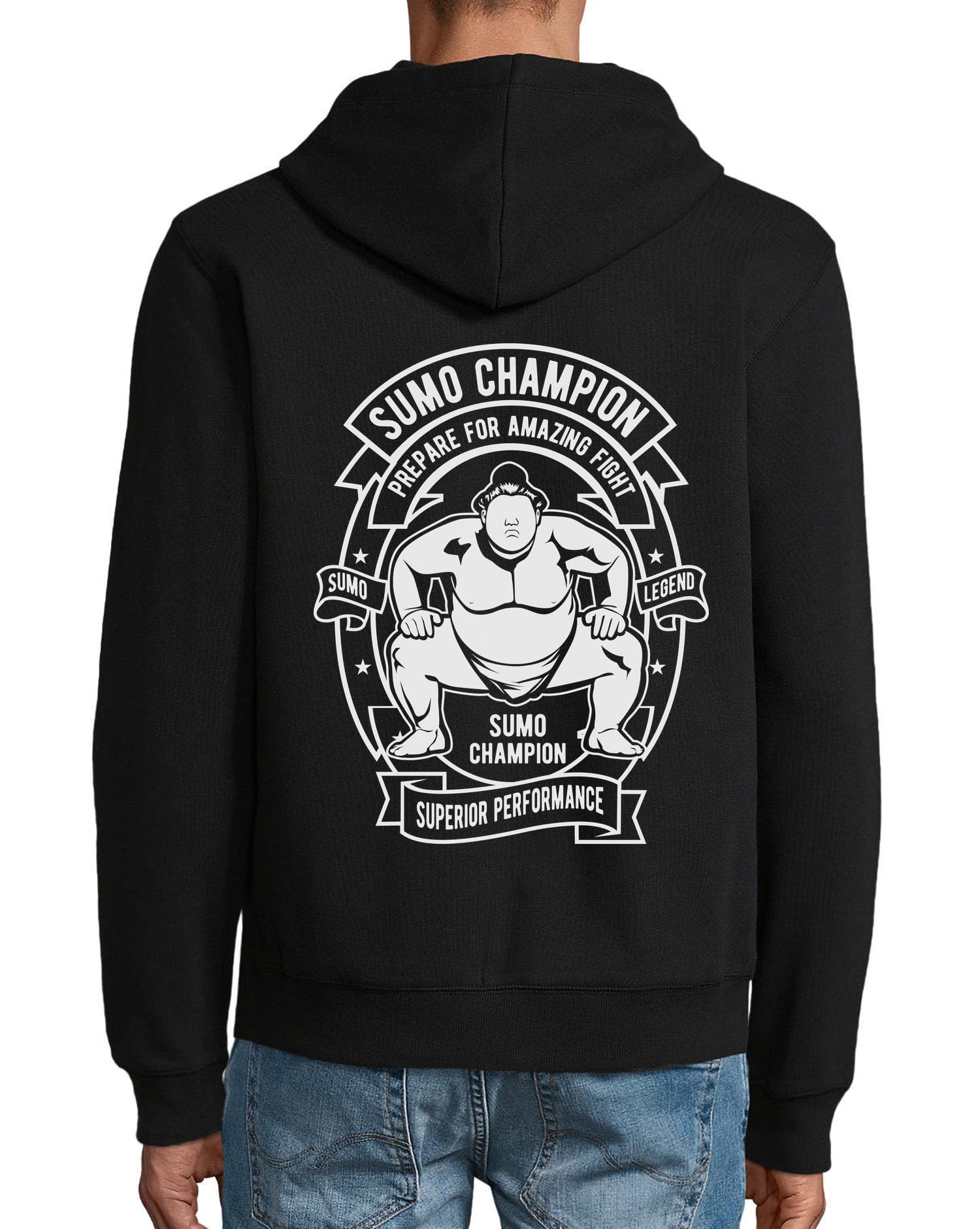 Sweat à capuche Sumo Champion zippé pour rester au chaud avant le combat