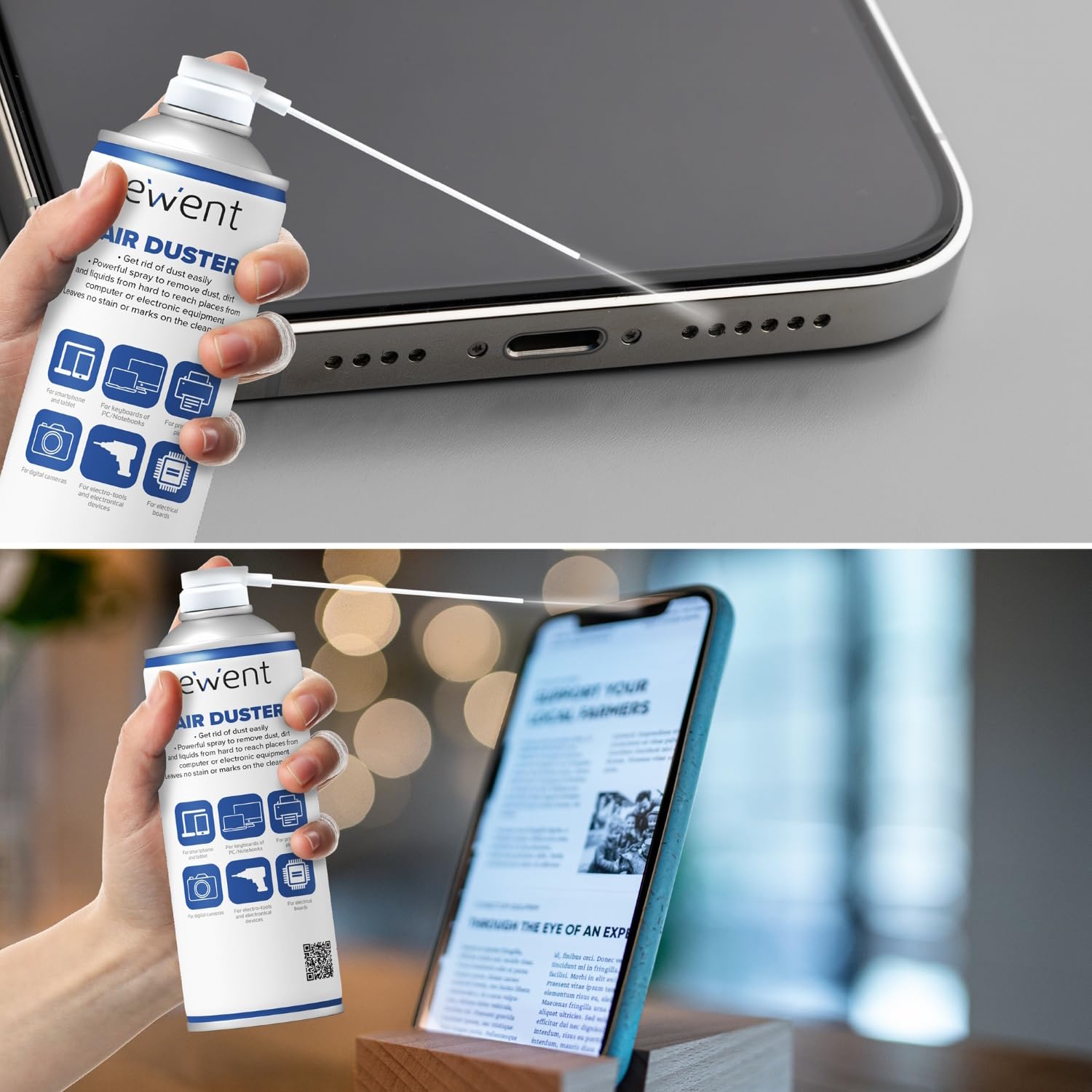 Ewent Spray aria compressa 400 ml con cannuccia lunga per pulizia tastiere computer