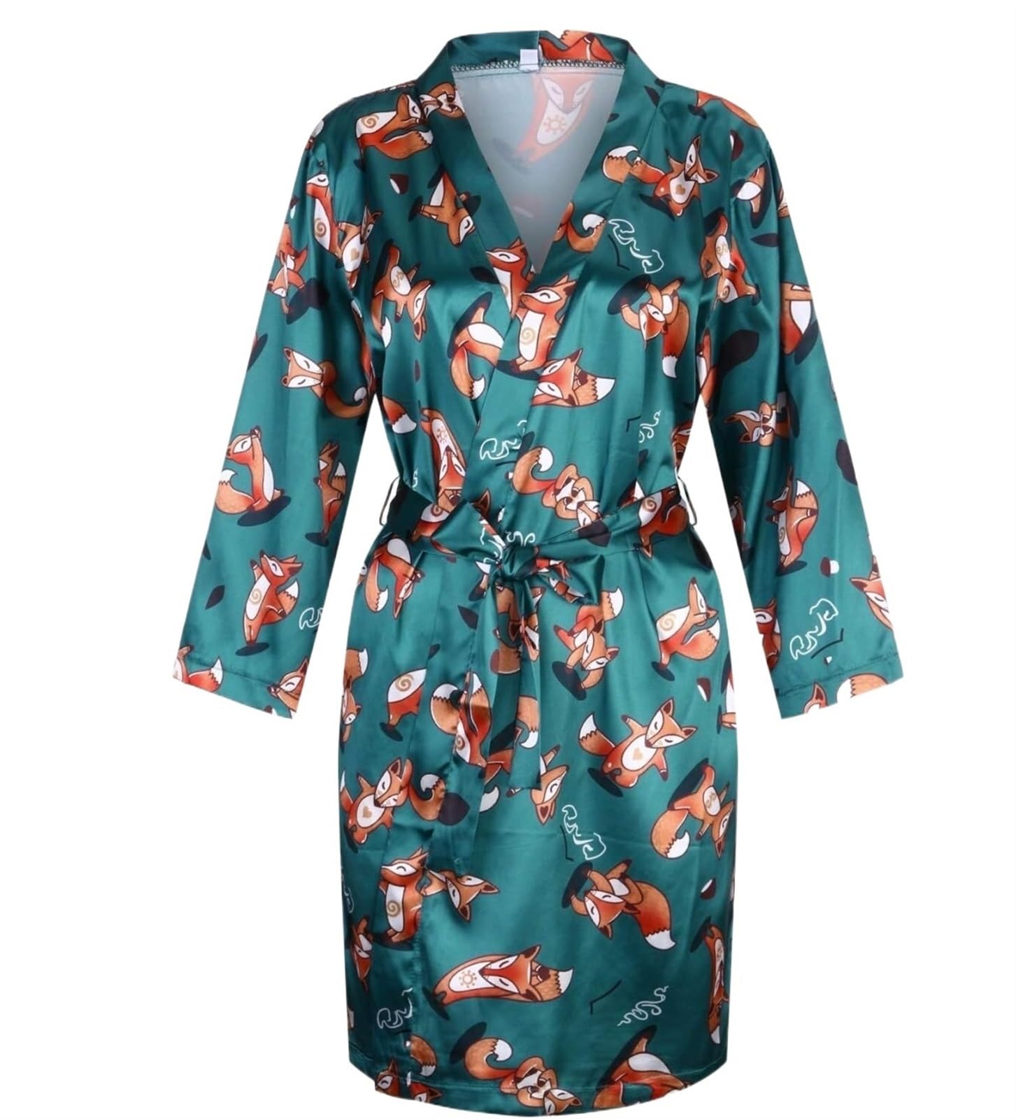 Albornoz Para Viajes Piscina Pijamas De Satén Para Mujer, Camisón Cómodo Con Estampado Floral, Batas Lencería, Albornoz Abierto Frontal Ropa De Dormir