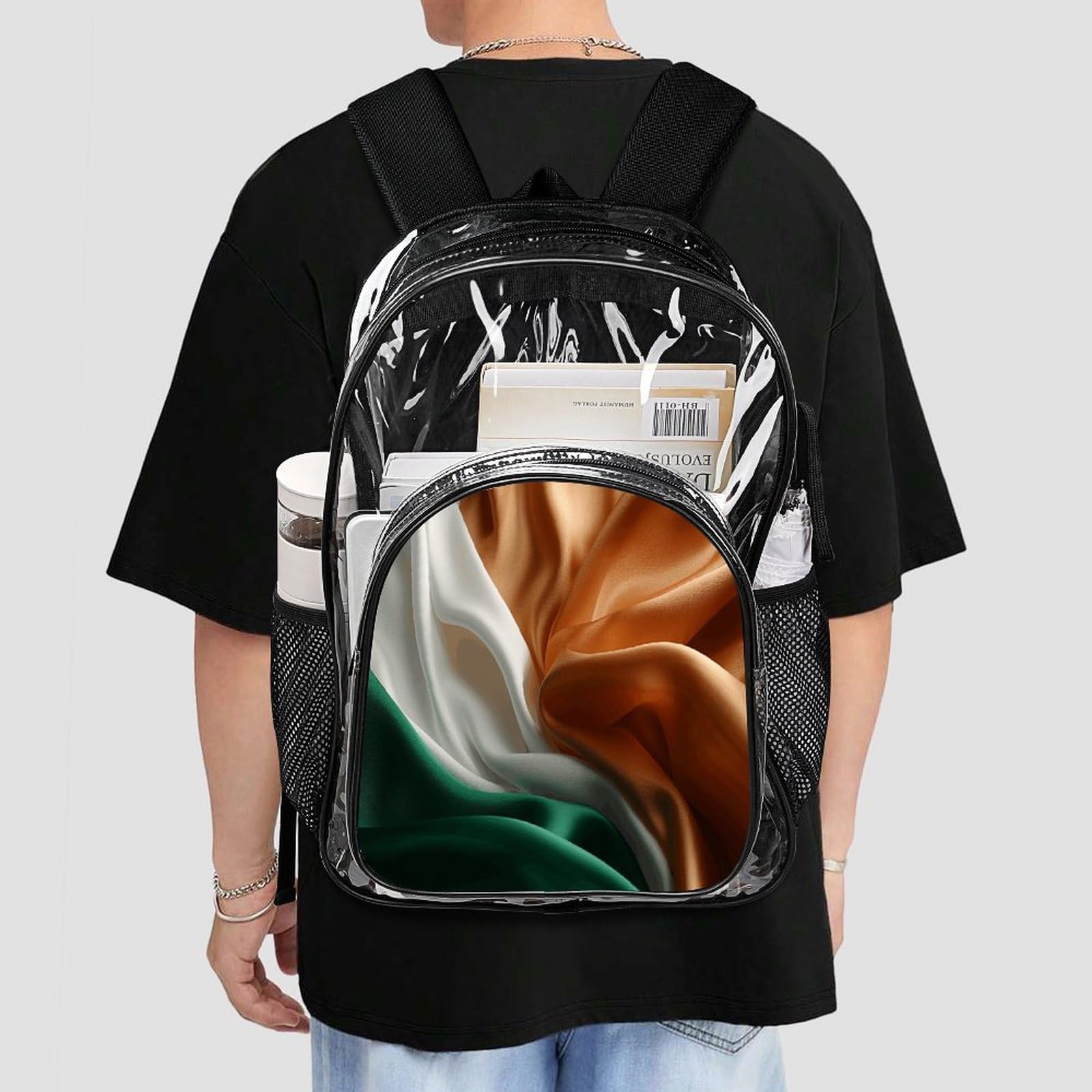Transparenter Rucksack aus weichem Stoff, groß, transparent, PVC, Büchertasche für Sicherheit, Arbeit, Reisen, Stadion