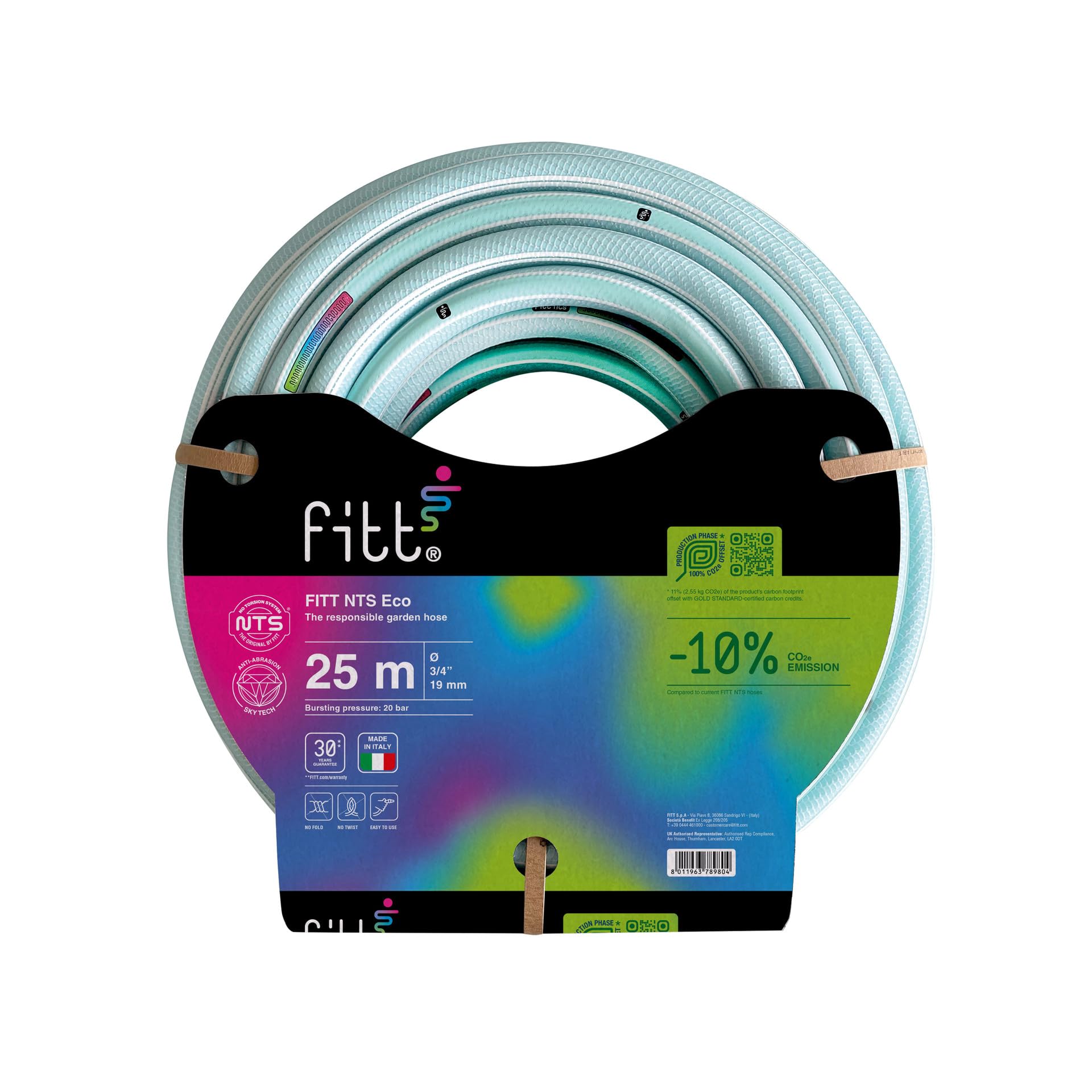 FITT NTS ECO 3/4" (19mm) 25 m - Strong and malleable Garden Watering Hose for Intensive Use Lighter and Sustainable