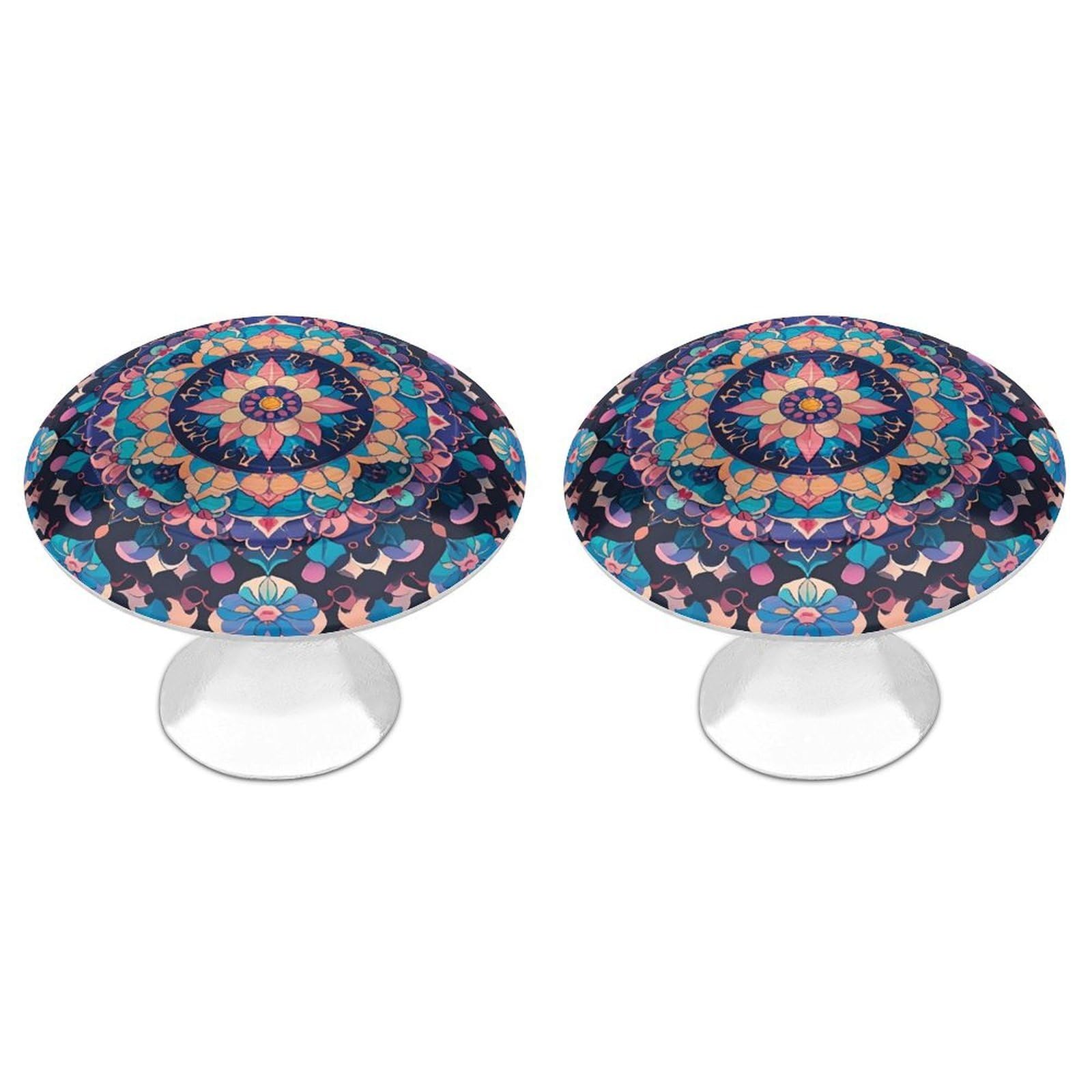 QMNLKH Flowers Moon Butterfly Cabinet Knobs for Home, Round Drawer Pulls for Kitchen, Personalized Cupboard Handles with Screw, Fashion Dresser Knobs for Office, Drawer Handles, 2 Packs