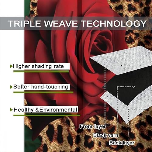 Miniatura 6 de Cortinas opacas de flores de leopardo y rosas rojas, estampado floral de animales salvajes, patrón de piel, cortina opaca con bolsillo para barra,