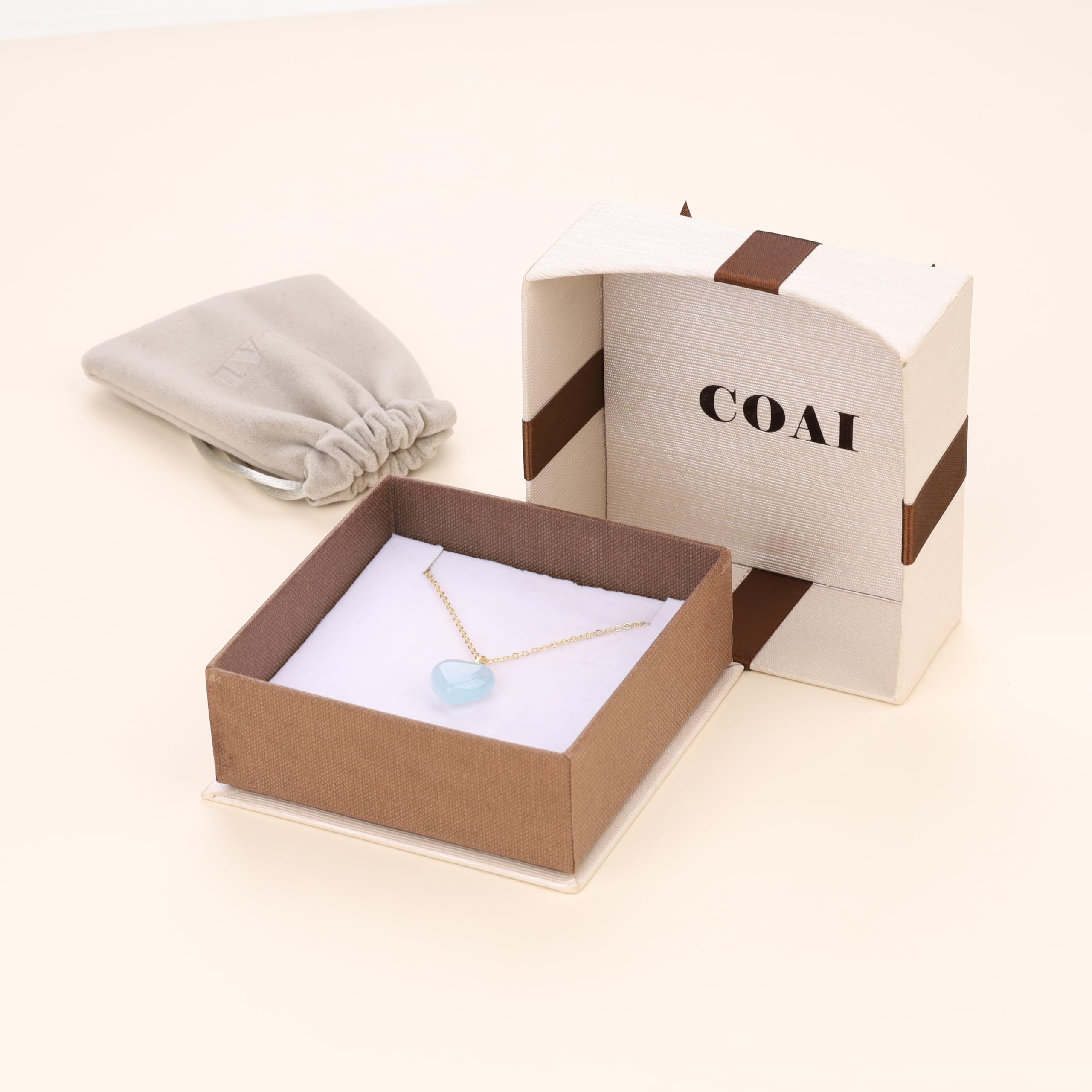 COAI Geschenkideen 925 Sterling Silber Damen Goldkette mit Naturstein Herz Anhänger Halskette