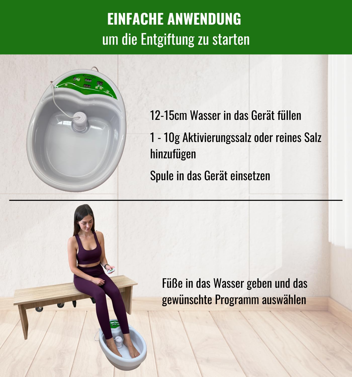 Royal Spa, Fußelektrolysebad, Fußbad, mit 3 Spulen, Elektrolyse Fußbad, Fußwanne