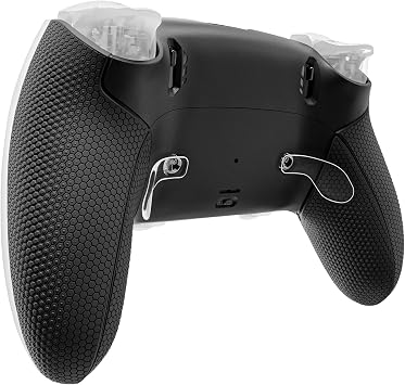 eXtremeRate Beyond-ARC Rubberized Grips Front Back Cover Shell Kit Compatible with p s 5 Edge Controller, Replacement Repair Front Bottom Decorative Trim Shell Rear Plates - Black