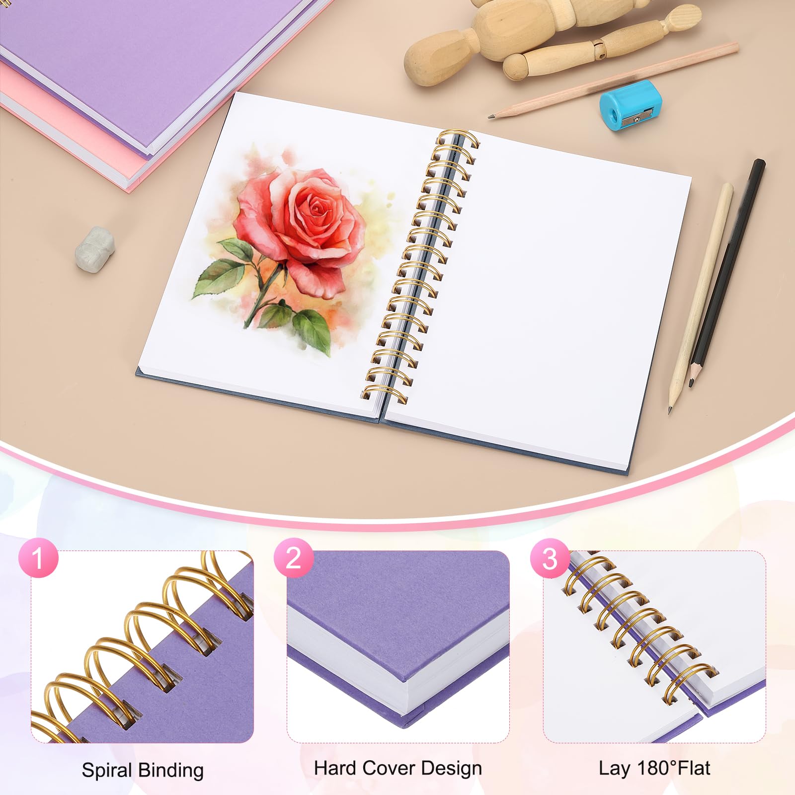 PATIKIL 8.6x5.6" Hardcover Spiral Bound Sketchbook - Image 3