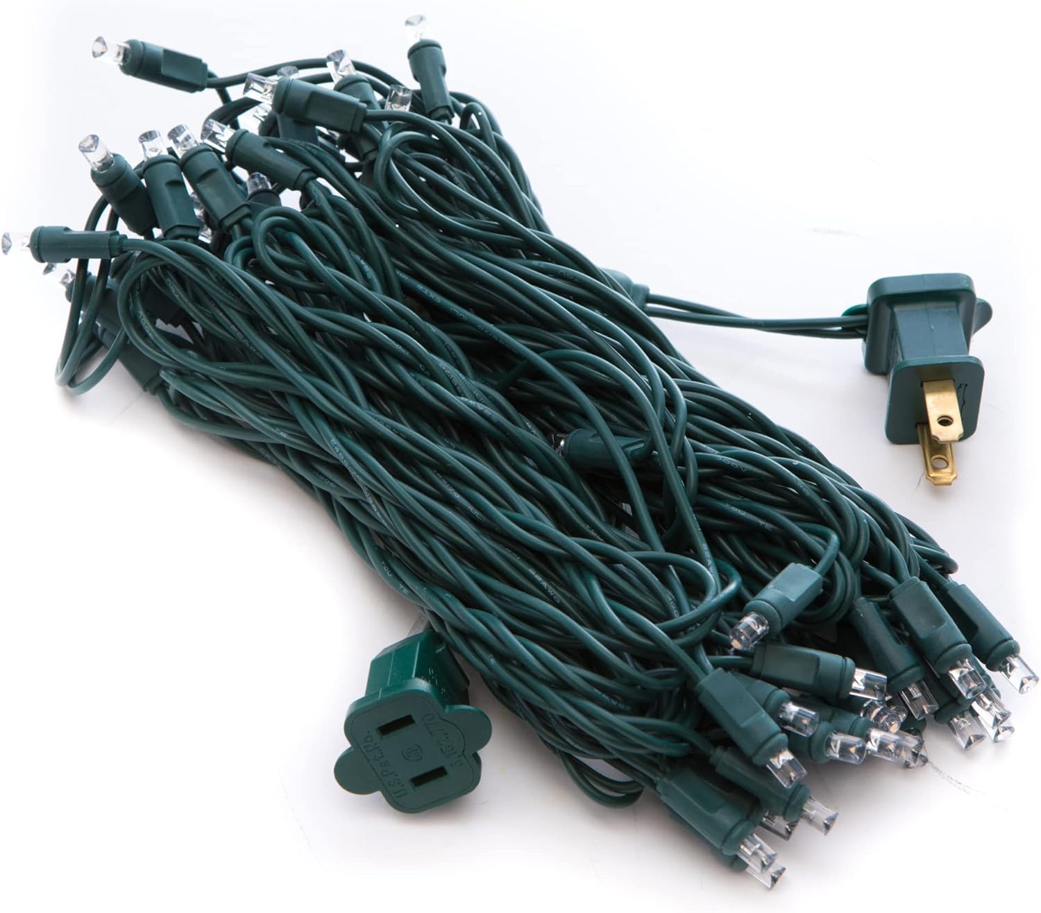 Vickerman 50 Light Wide Angle Warm White LED Light Set on Green Wire in a Poly Bag