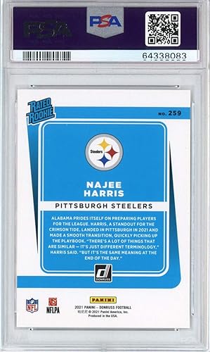 Miniatura 2 de Graded 2021 Panini Donruss Najee Harris #259 Rated Rookie RC Football Card PSA 10 Gem Mint