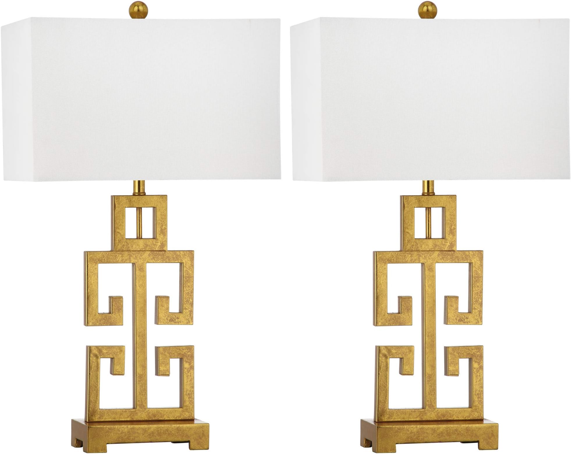 Safavieh Lighting Collection Greek Key Antique Gold 28.75-inch Table Lamp (Set of 2)