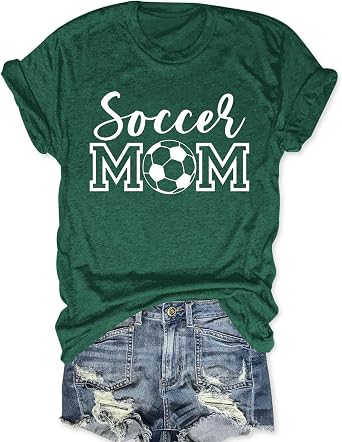 Womens Soccer Mom Tshirt Crewneck Short Sleeve Summer Casual Funny Cute Soccer Graphic Tees
