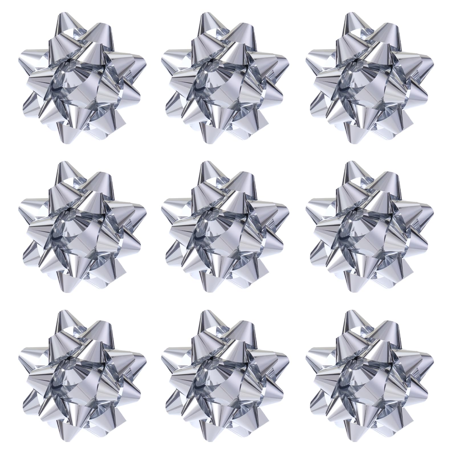 24 Large Gift Bows,3.5 inches, Bows for Gift Wrapping and Presents,Christmas Bows,for Parties, Birthdays, Weddings or Other Holidays. (Silver)
