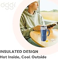 Vista 11 de Oggi Multigrip Stainless Steel Thermal Travel Mug - 16oz, with slide open lid for hot and cold beverages.