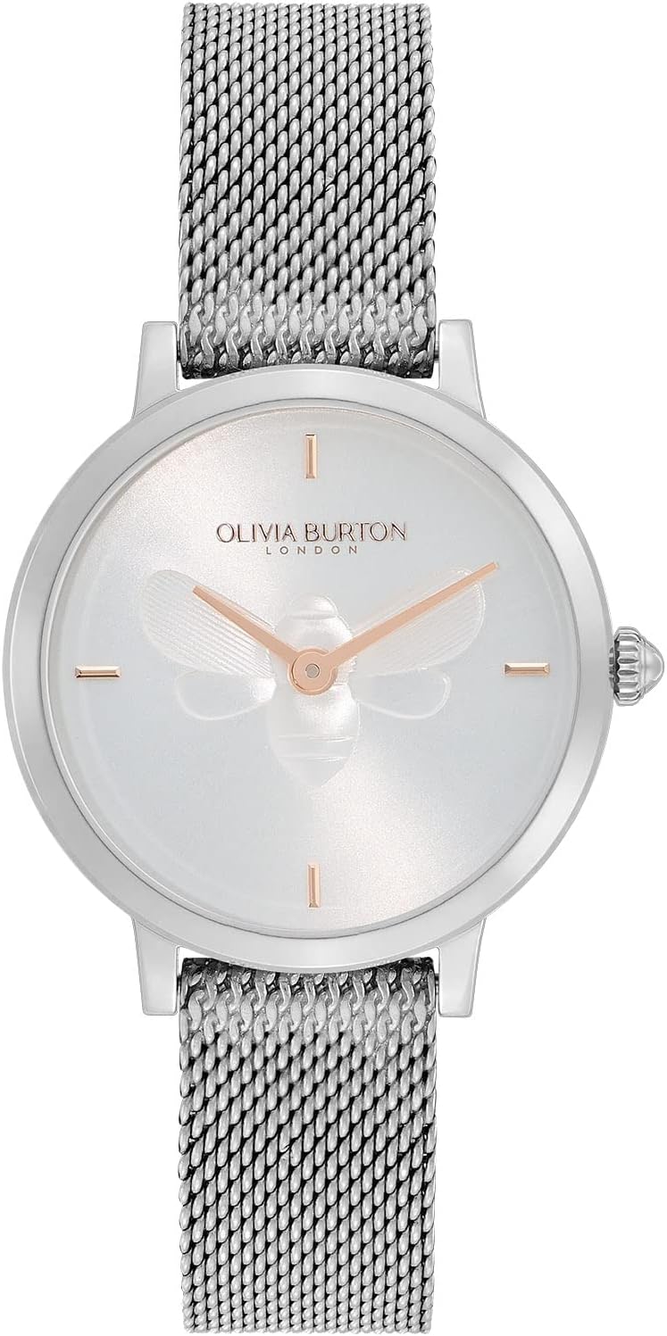 Ultra Slim Bee Qtz Basic Slim White Round Dial Women's Watch|Stainless Steel Material|Silver Color Band - 24000021