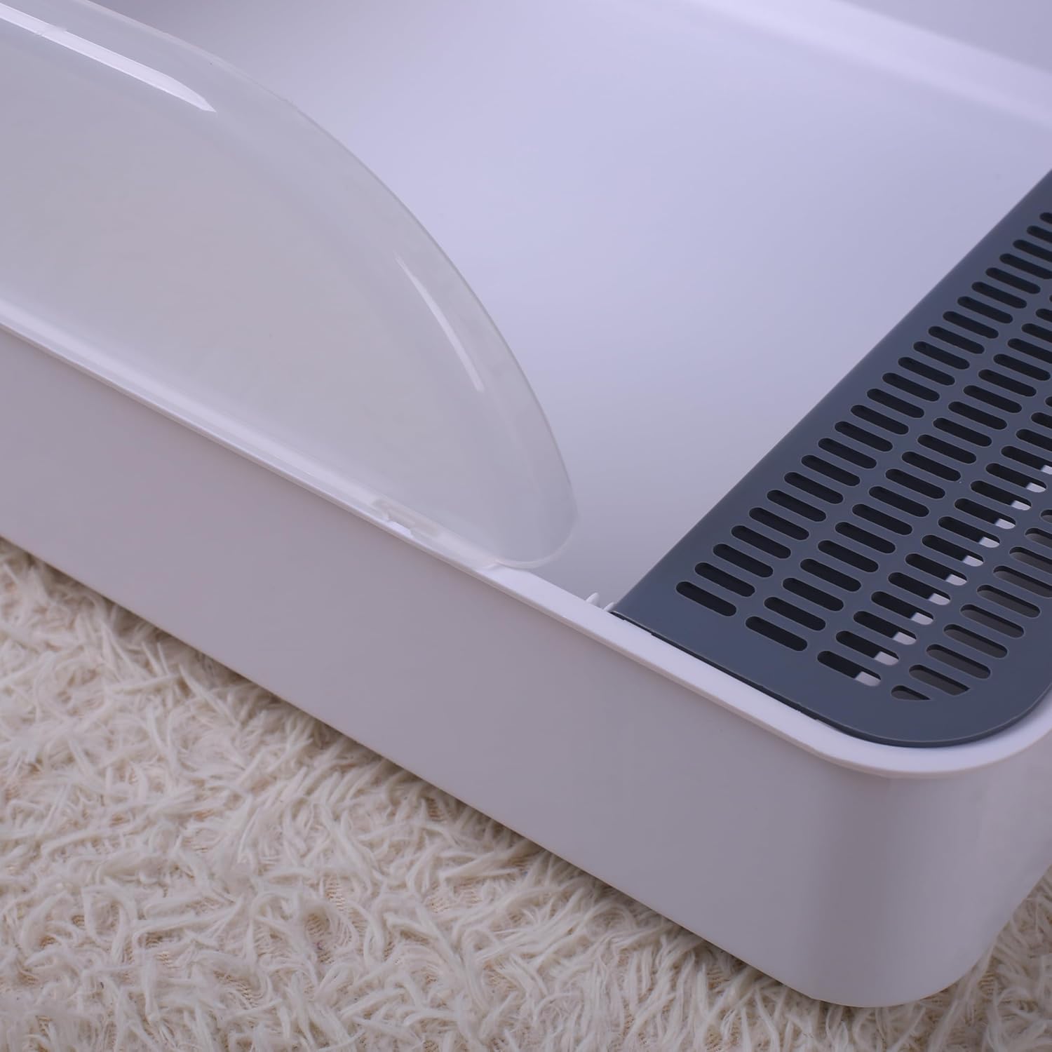 Generic Spacious Open-Style Cat Litter Box Ideal for Kittens and Elderly Extra Large Cats, White