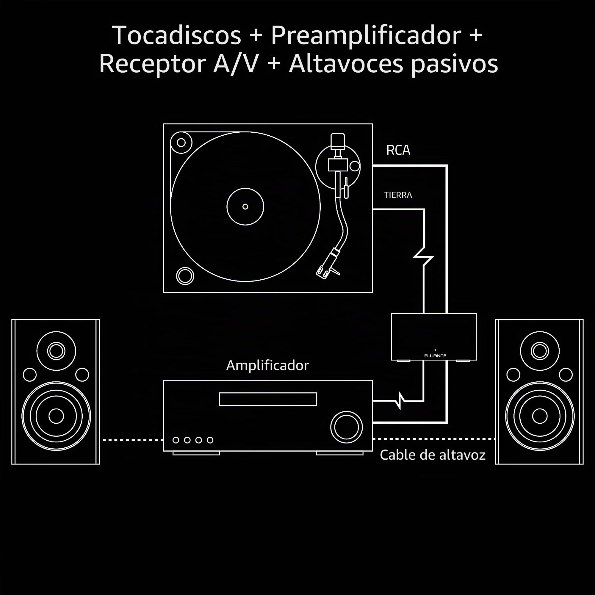 Fluance PA10 Preamplificador Phono de Alta fidelidad (Preamplificador) con ecualización RIAA para Tocadiscos/Discos de Vinilo MM