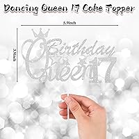 Vista 4 de Crowye Decoraciones para fiesta de 17 cumpleaños de reina, banda de corona de tiara de 17 cumpleaños, reina, 17 decoraciones para tartas