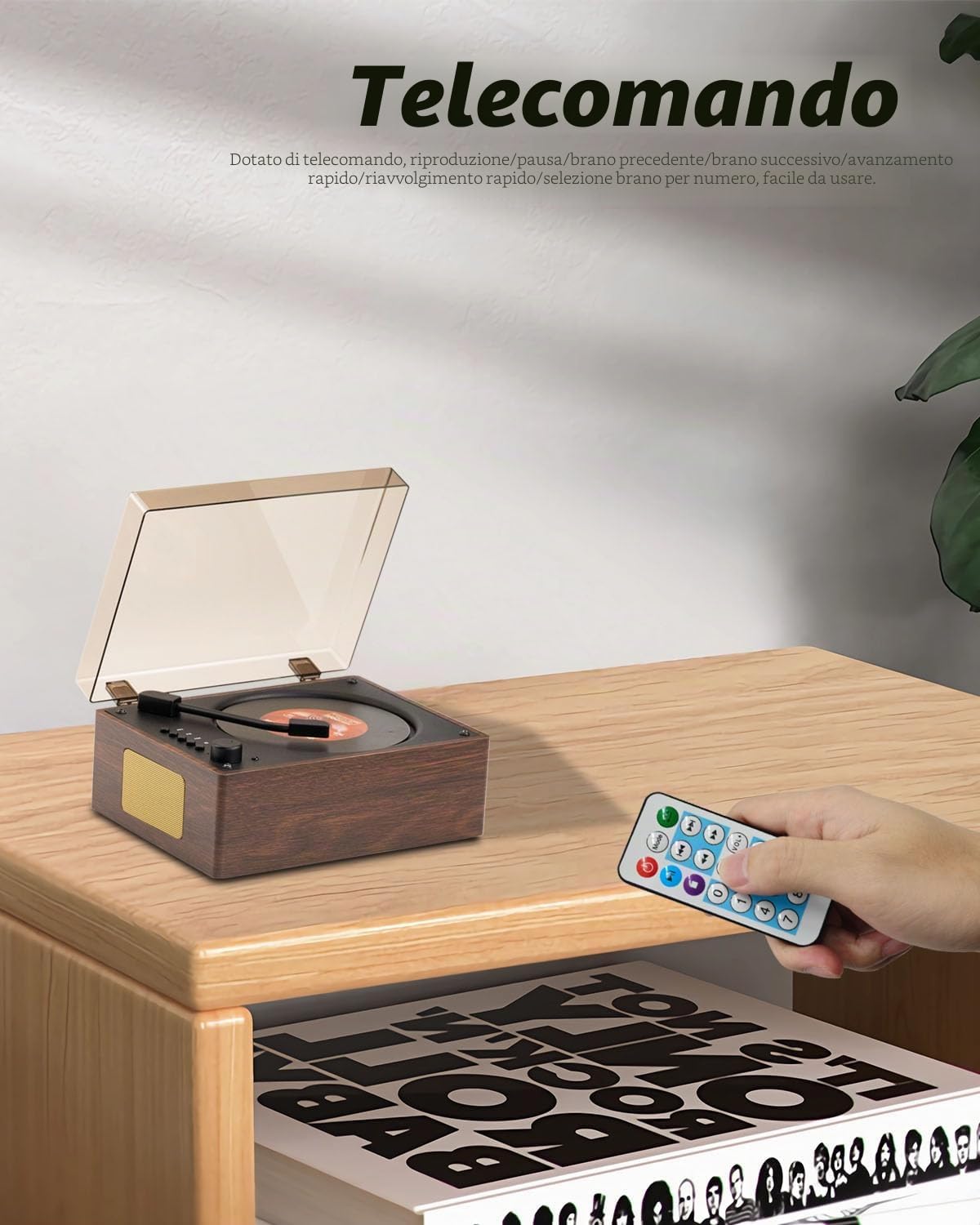 Lettori CD Portatili per la Casa Retro: Altoparlante Musicale Hi-Fi Bluetooth Batteria Integrata Telecomando Supporto AUX/USB Lettore per l'arredamento della casa Regali per gli Appassionati di Retrò