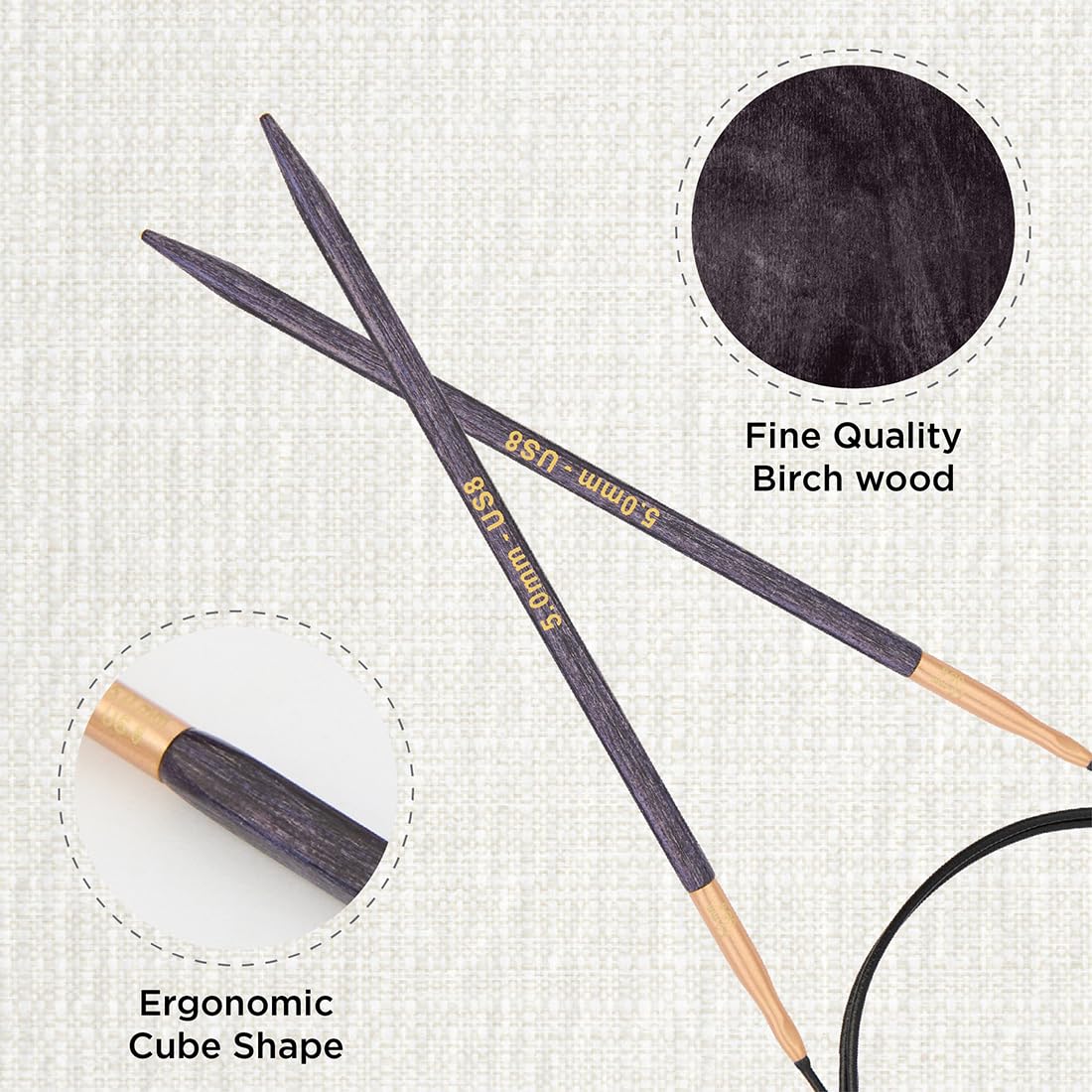 KnitPro J’Adore Cubics Fixed Circular Needles 40" 100cm, Lavender, 5.00mm - Image 2
