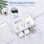 10 FT Extension Cord Indoor, NTONPOWER Flat Plug Power Bar with 6 Outlets 4 USB Ports, Desktop Power Strip with USB, Wall Mount, Overload Protection for Home, Office, Nightstand and Dorm Room, White
