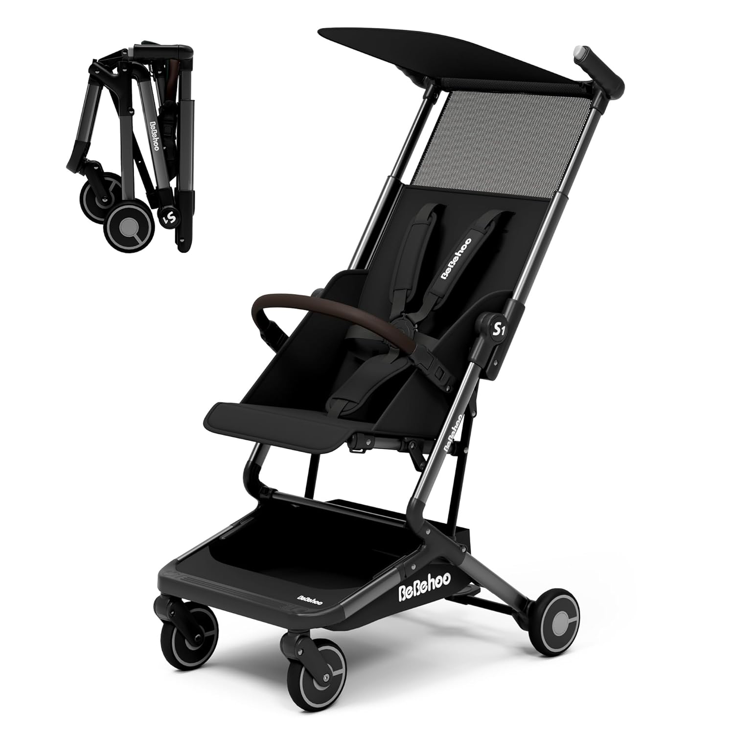 Lightweight Travel Baby Stroller, Foldable Portable Airplane Compact Umbrella Strollers for Toddler 1-3 Years (Partial Canopy,Black) Lightweight Travel Baby Stroller, Foldable Portable Airplane Compact Umbrella Strollers for Toddler 1-3 Years (Partial Canopy,Black)