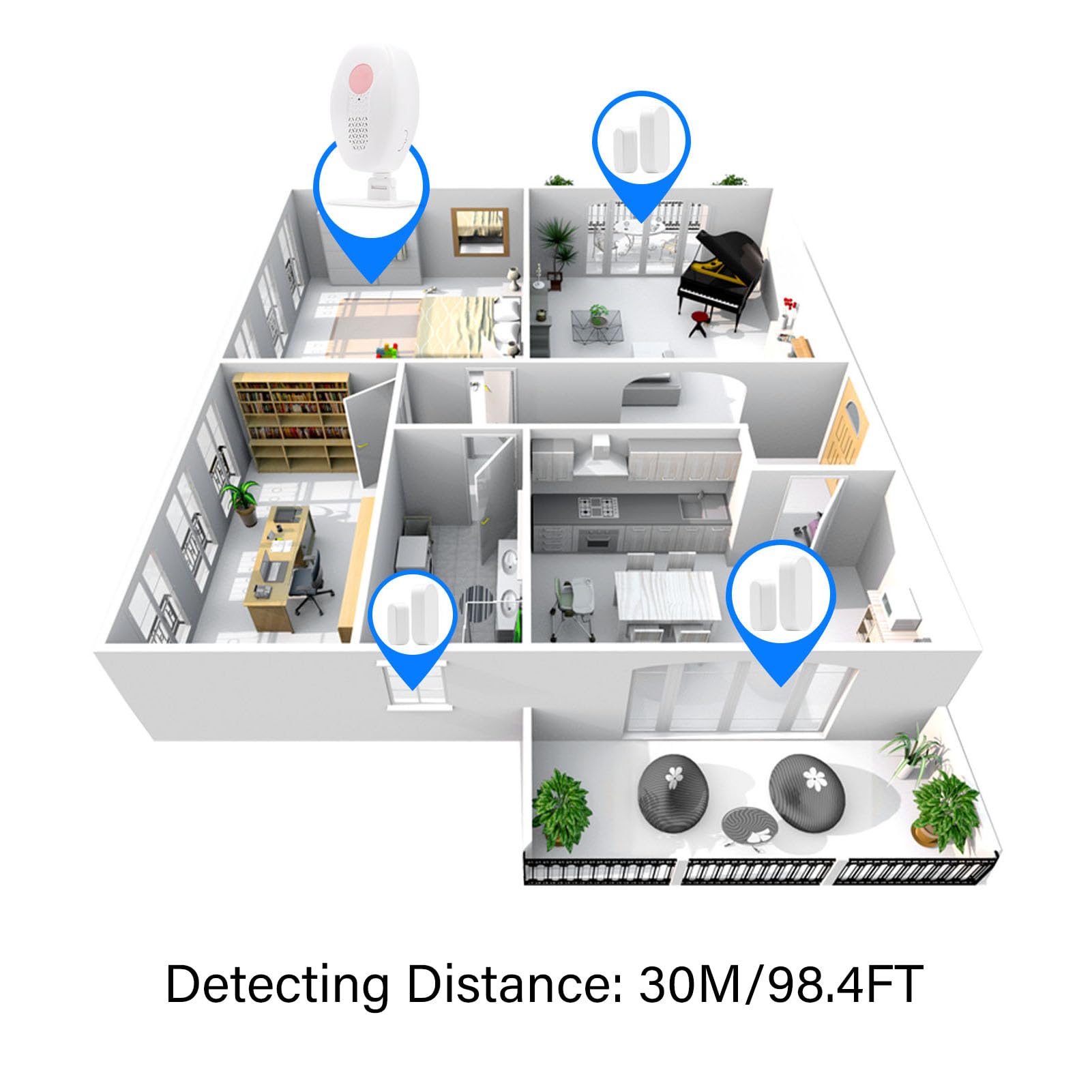 Sensore Porta Wireless, Materiale ABS, Installazione Semplice, Volume Regolabile, di Sicurezza per Uffici Aziendali