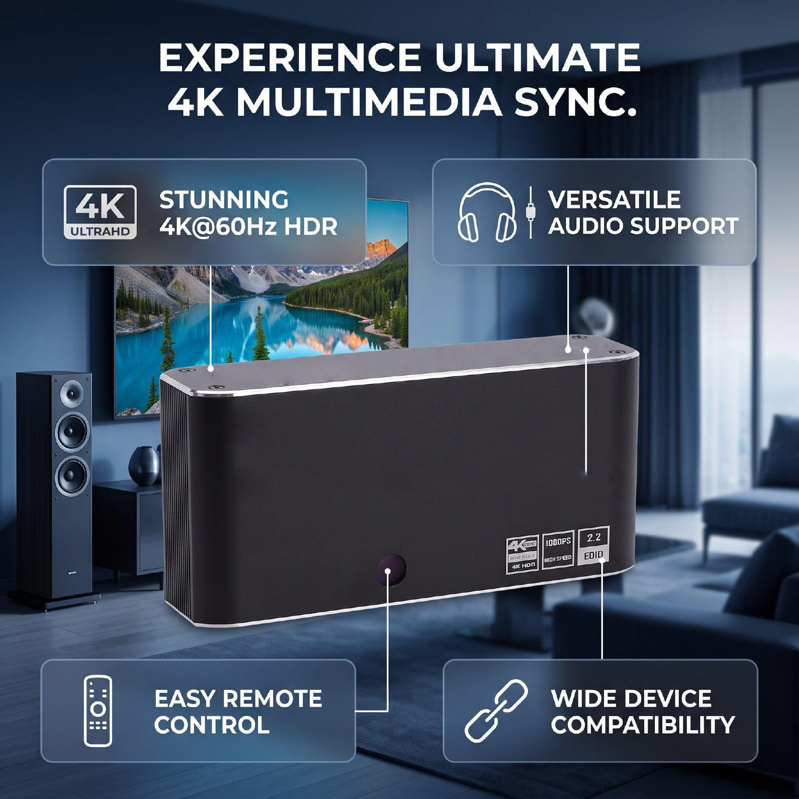 Sxhlseller Zestaw 2 Przełączników 4K HDMI z Koncentratorem Zdalnego
