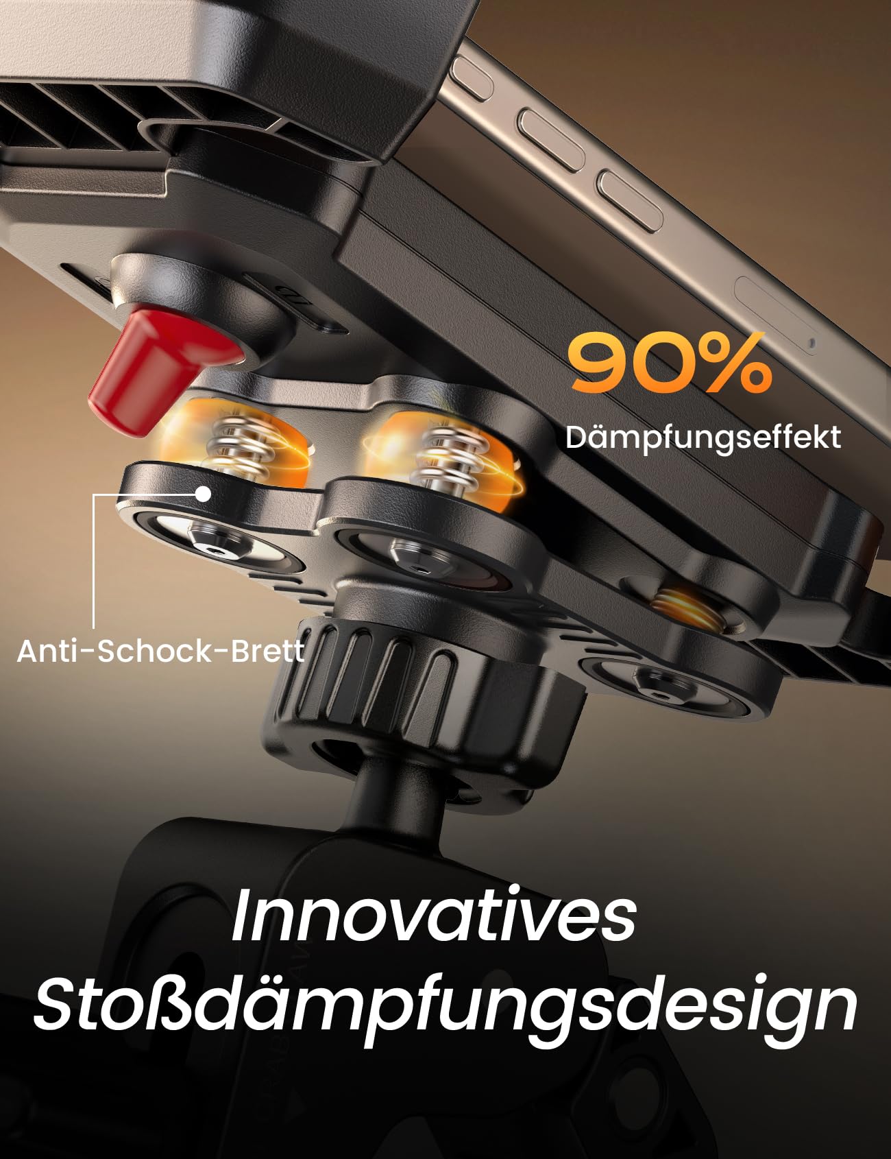Universal Motorrad Handyhalter【Doppelt Vibrationsgedämpft】 Handyhalterung Fahrrad, 360° Drehbar Lenker für iPhone 17 16 15 Pro/Samsung S24 Ultra (4,7-7,2'' Smartphone)