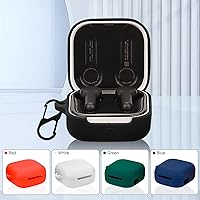 Vista 7 de Funda compatible con Echo Buds 2023, silicona suave a prueba de golpes, funda protectora para Echo Buds con mosquetón, LED frontal visible (negro)