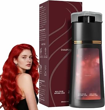 Hair Dye Shampoo,Hair Colour Sha-mpoo Care,Instant Dye Sh-ampoo,H-air D-ye Sham-poo,Natural Plant Ha-ir Dy-e Sha-mpoo,3 In 1 H-air Dy-e Permanent,Colour Sham-poo to Cover Grey Ha-ir Red