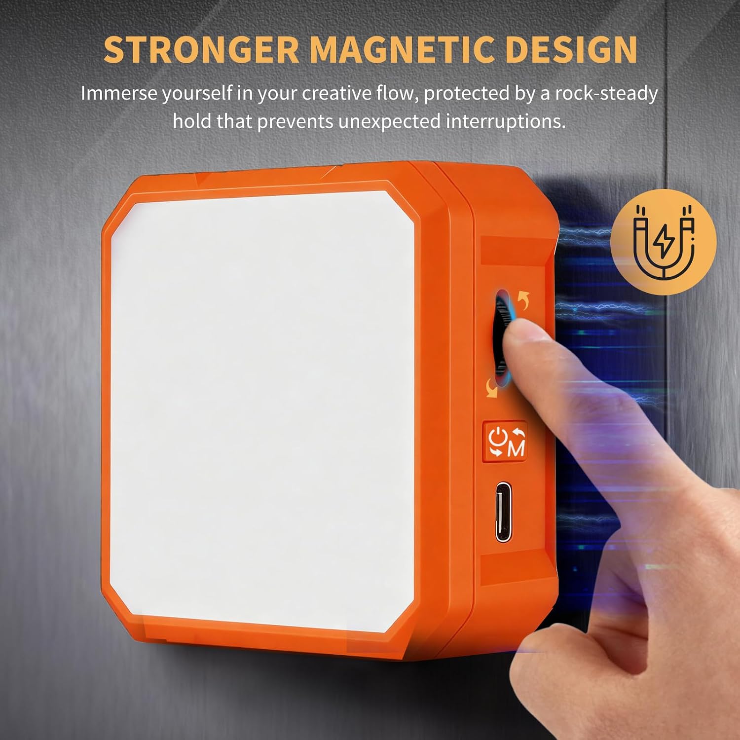 AILIGHT Magnetic LED Video Light, Portable Camera Lights for Content Creator(CRI 98+ & 2500-9000K) Rechargeable 2000mAh Camera Fill Light with Cold Shoe Mount | Photography Lighting - Orange