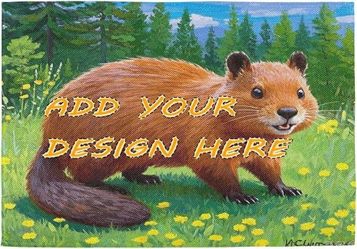 Custom Cute Animal Beavor Grassland Plastic placemats for Dining Table Plastic Reversible Quilted placemat Set of 6 12 x 18 manteles para comedor