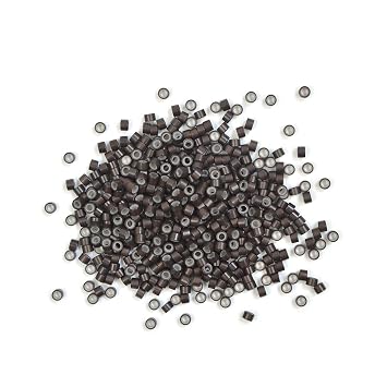 500 Pcs Hair Extension Beads Silicone Lined Micro Links Beads 4.5 mm for Hair Extensions Dark Brown