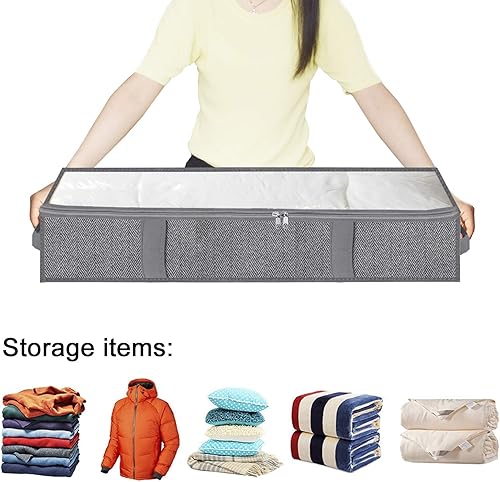 Miniatura 4 de Contenedor de bolsas de almacenamiento para debajo de la cama, organizador plegable de gran capacidad para debajo de la cama con 4 asas fuertes, 2