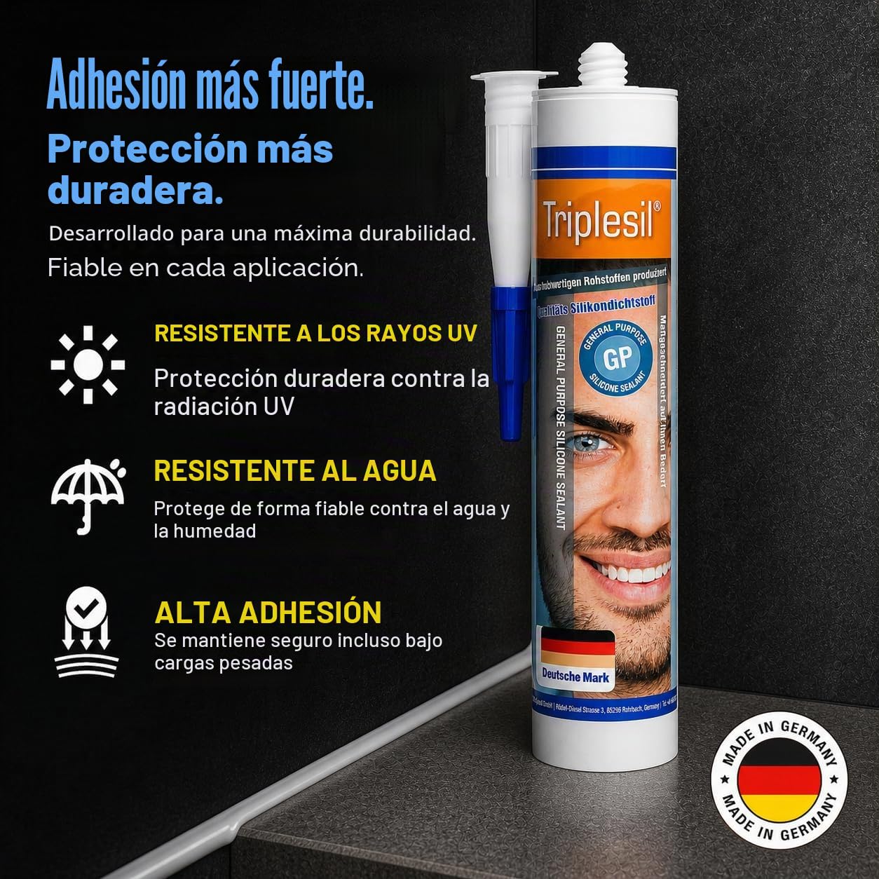 Triplesil Sellador de Silicona-Alta Temperatura 24 x 310 ml Cartucho de Silicona Universal para Baño, Cocina y Bricolaje – Impermeable y Resistente a los Rayos UV – Para Interior y Exterior(24x white)