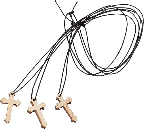 Miniatura 5 de 36 collares de cruz de madera, color madera natural.