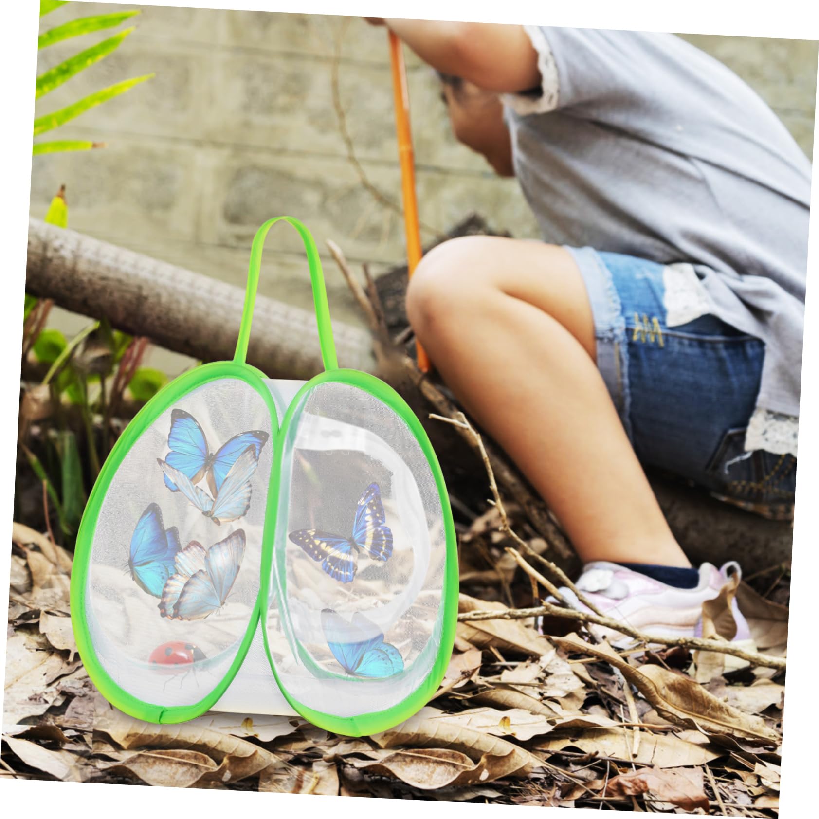 BESTonZON Jaula Hábitat Portátil 2 Piezas Verde Malla Transpirable Resistente para Insectos Exteriores Observación y Crianza Ligera Fácil Transporte