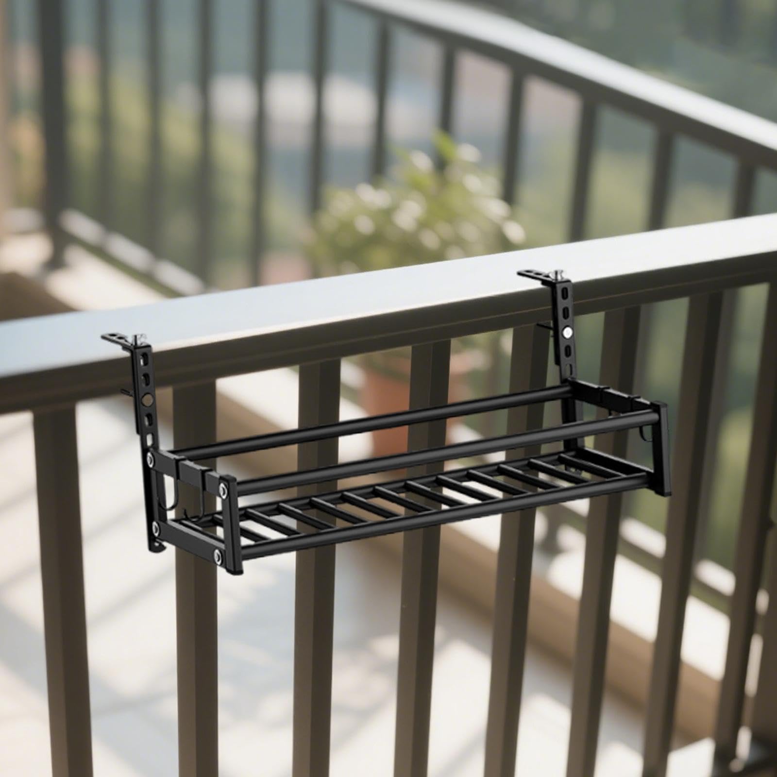 Wytrzymała metalowa wisząca skrzynka na rośliny, 61 cm, balustrada tarasowa i doniczka na balkon do dekoracji ogrodu na zewnątrz, dla miłośników roślin, trwały pojemnik na kwiaty