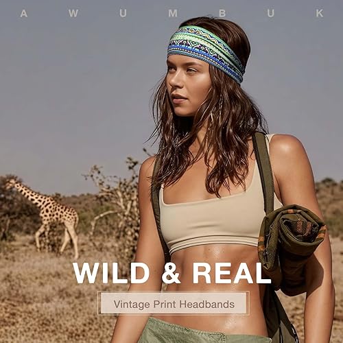 Miniatura 3 de AWUMBUK Diademas anchas para mujer, anudadas, antideslizantes, suaves turbantes, accesorios para el cabello, bohemias, africanas, color sólido, para