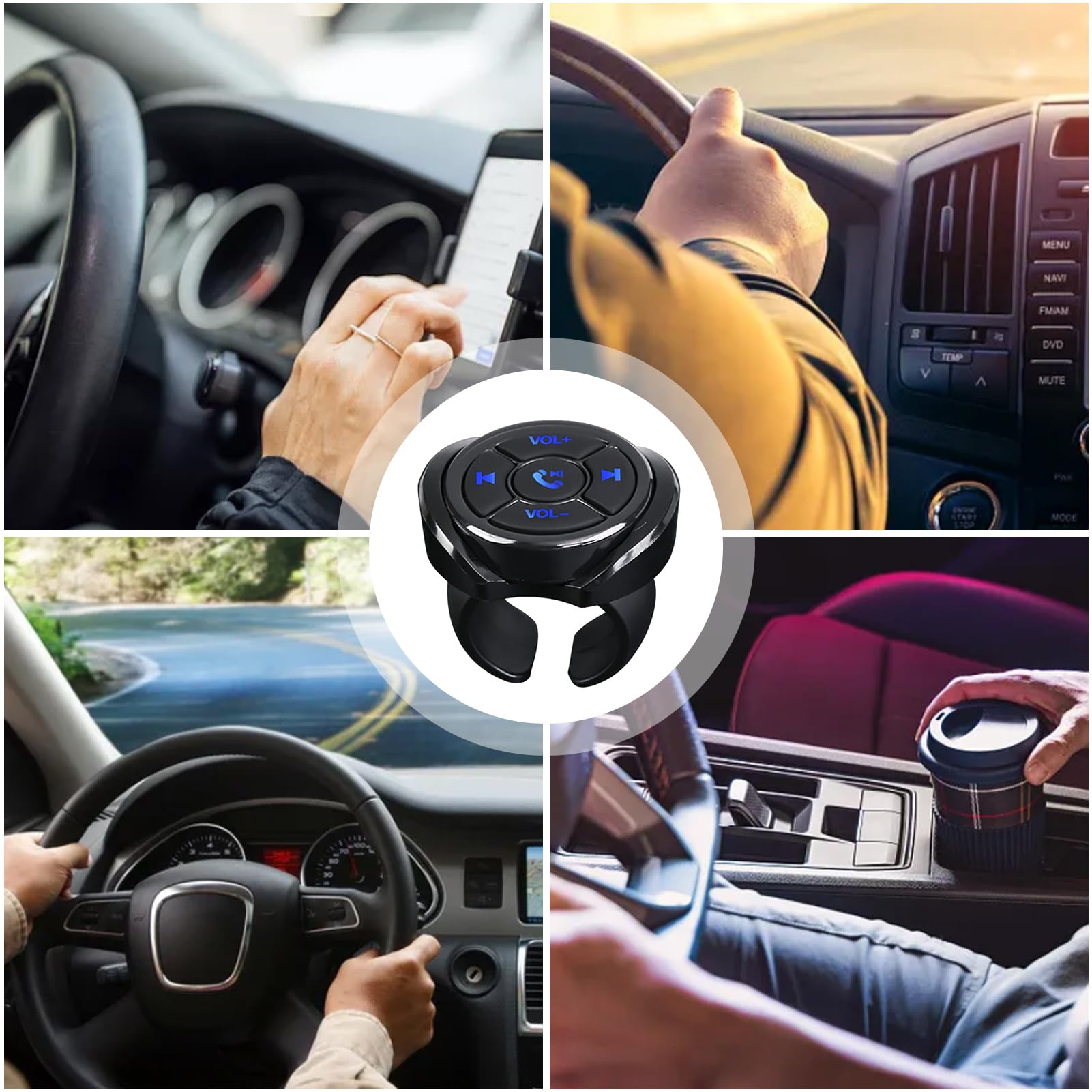Bouton de télécommande de Volant de Voiture | Contrôleur Radio à Bouton multimédia | Télécommande multimédia de Voiture | Bouton multimédia au Volant | Télécommande de Musique multimédia